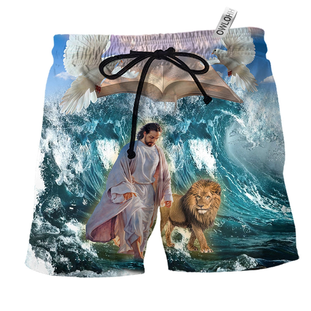 Beach Short / Adults / S Jesus And Lion Amazing Style - Beach Short - Owls Matrix LTD