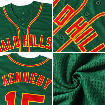 Custom Kelly Green Kelly Green-Old Gold Authentic Baseball Jersey - Owls Matrix LTD
