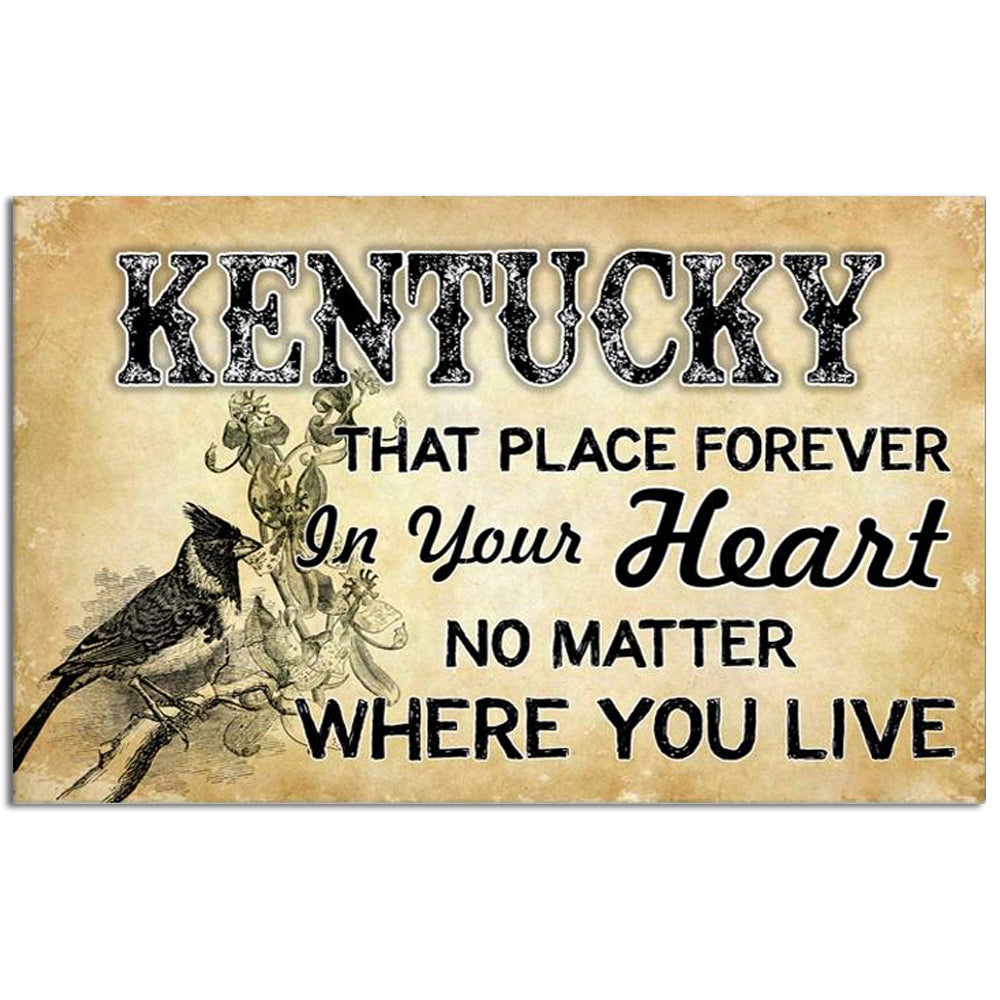 12x18 Inch Kentucky That Place Forever In Your Heart Cardinal - Horizontal Poster - Owls Matrix LTD