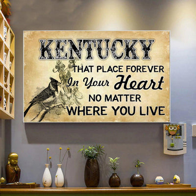 Kentucky That Place Forever In Your Heart Cardinal - Horizontal Poster - Owls Matrix LTD