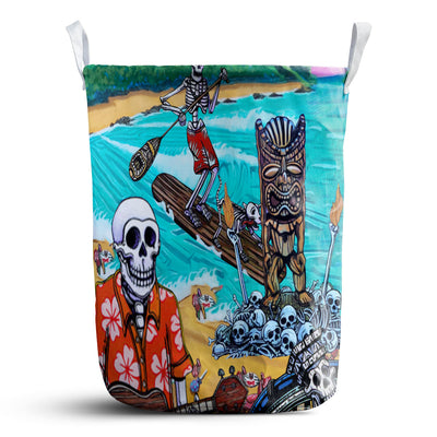 Skull And Tiki Summer Vibe - Laundry Basket - Owls Matrix LTD