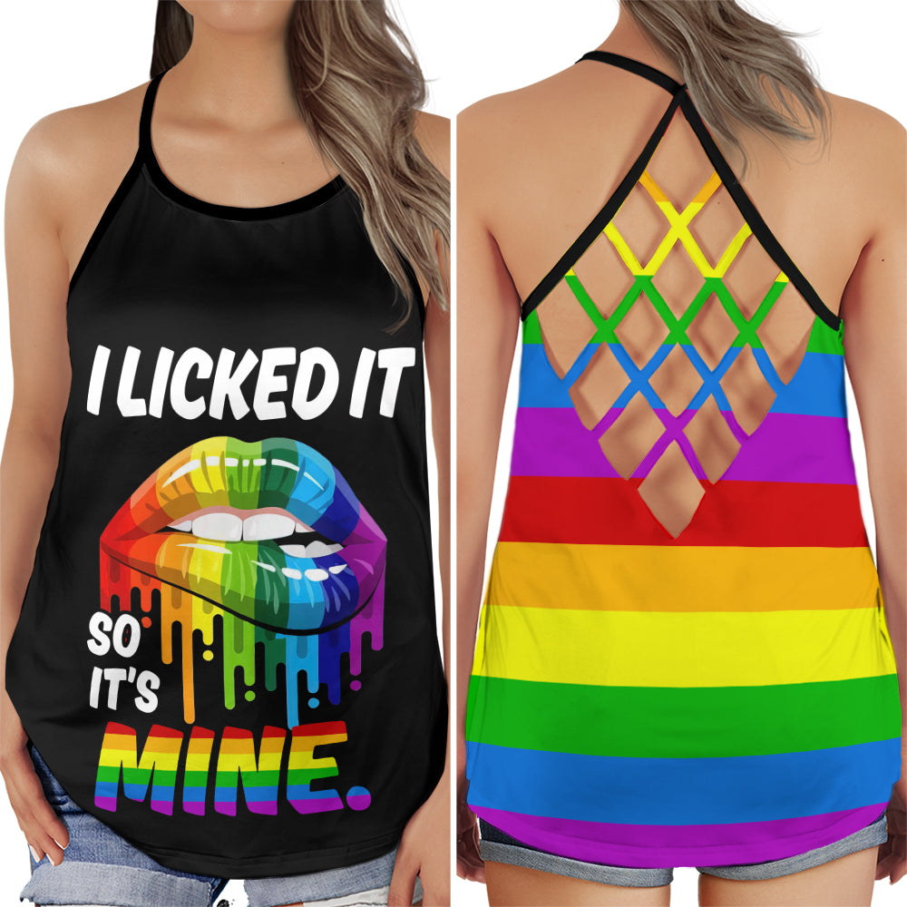 S LGBT Love I Licked It - Cross Open Back Tank Top - Owls Matrix LTD