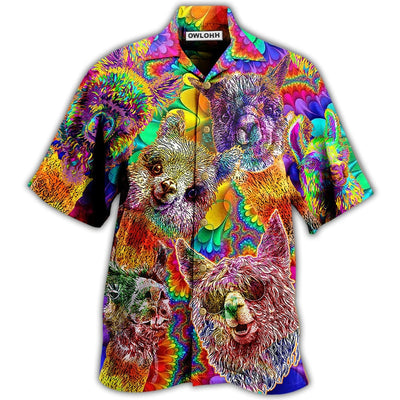 Hawaiian Shirt / Adults / S Lama Happiness Smile Mix Color - Hawaiian Shirt - Owls Matrix LTD