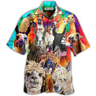 Hawaiian Shirt / Adults / S Lama Smile Happy Life - Hawaiian Shirt - Owls Matrix LTD