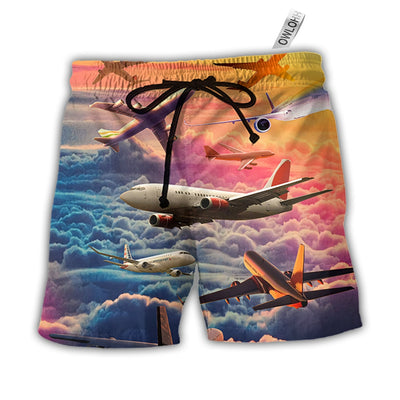 Beach Short / Adults / S Airplane Let Your Dreams Take Flight Style - Beach Short - Owls Matrix LTD