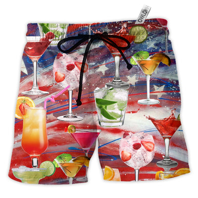 Beach Short / Adults / S Cocktail Independence Day Let's Drink Cocktail On This Day - Beach Short - Owls Matrix LTD