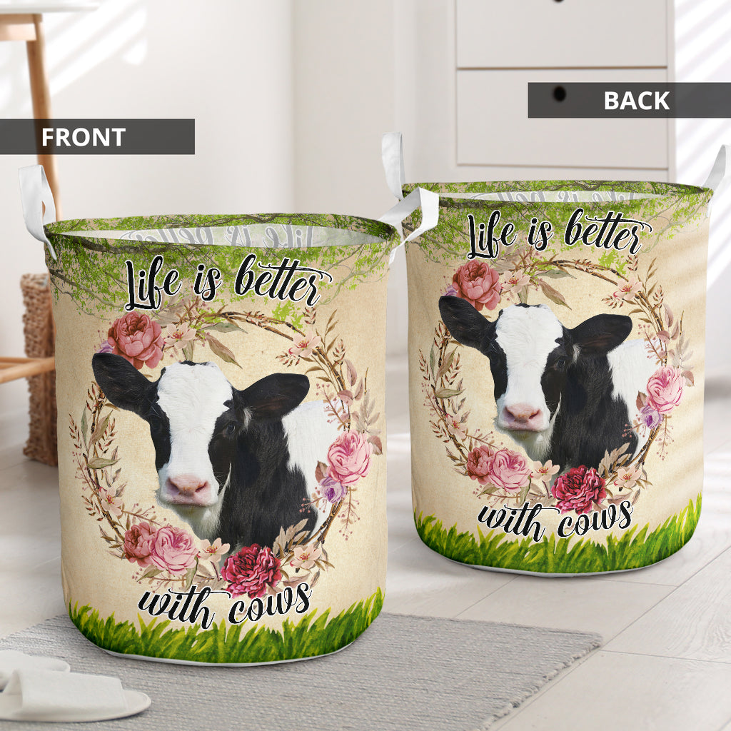 Cow Life Is Better With Cows - Laundry Basket - Owls Matrix LTD