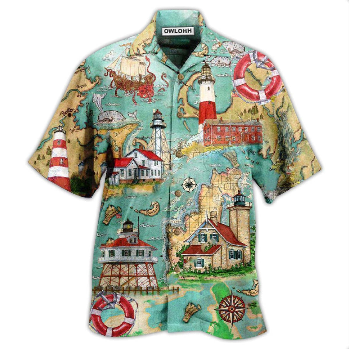 Hawaiian Shirt / Adults / S Lighthouse Guide Me Around The World - Hawaiian Shirt - Owls Matrix LTD