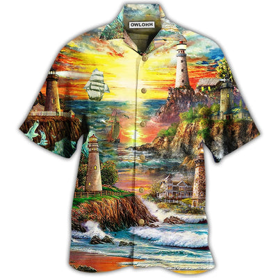 Hawaiian Shirt / Adults / S Lighthouse Love Ocean - Hawaiian Shirt - Owls Matrix LTD