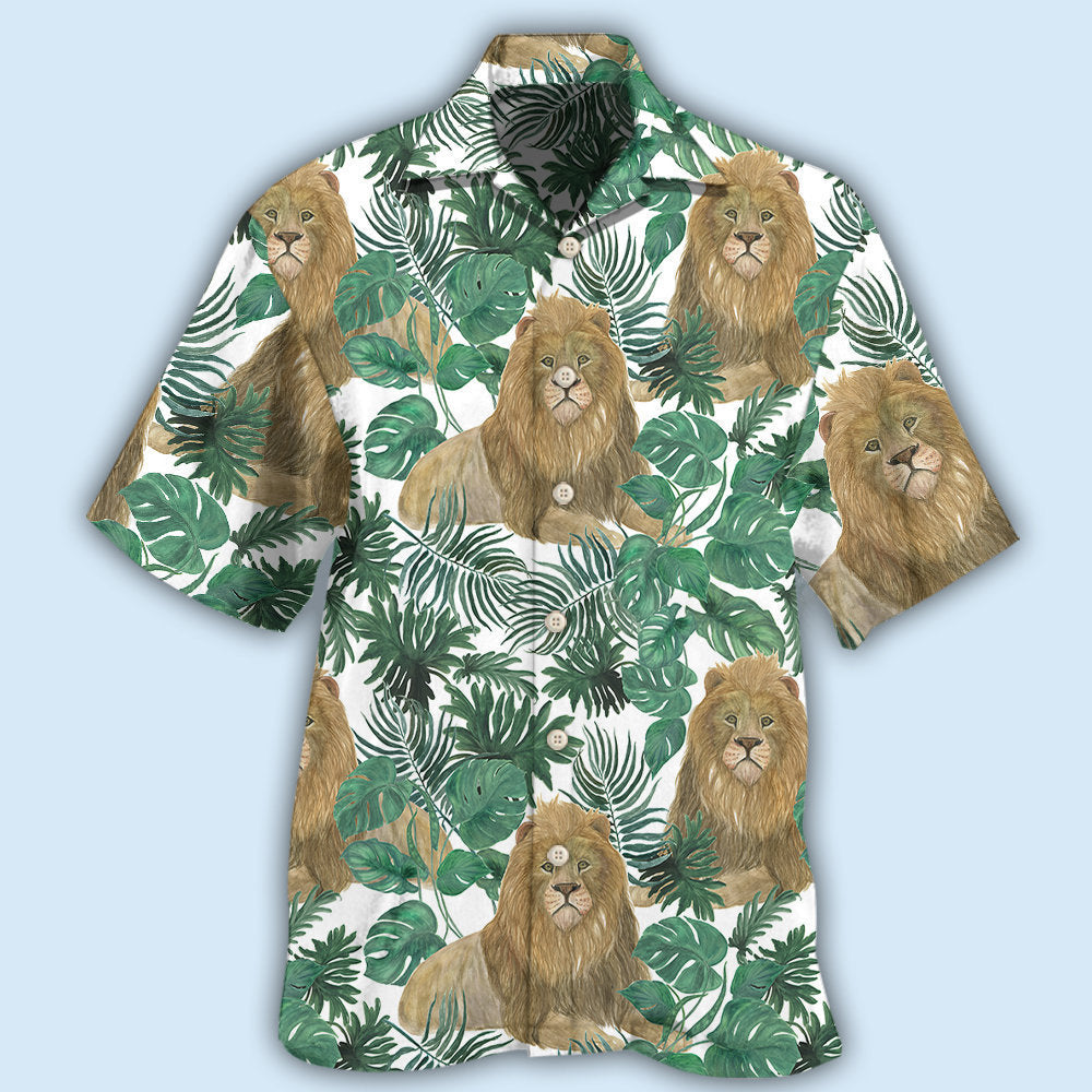 Lion So Cute Style With Tropical Leaf - Hawaiian Shirt - Owls Matrix LTD