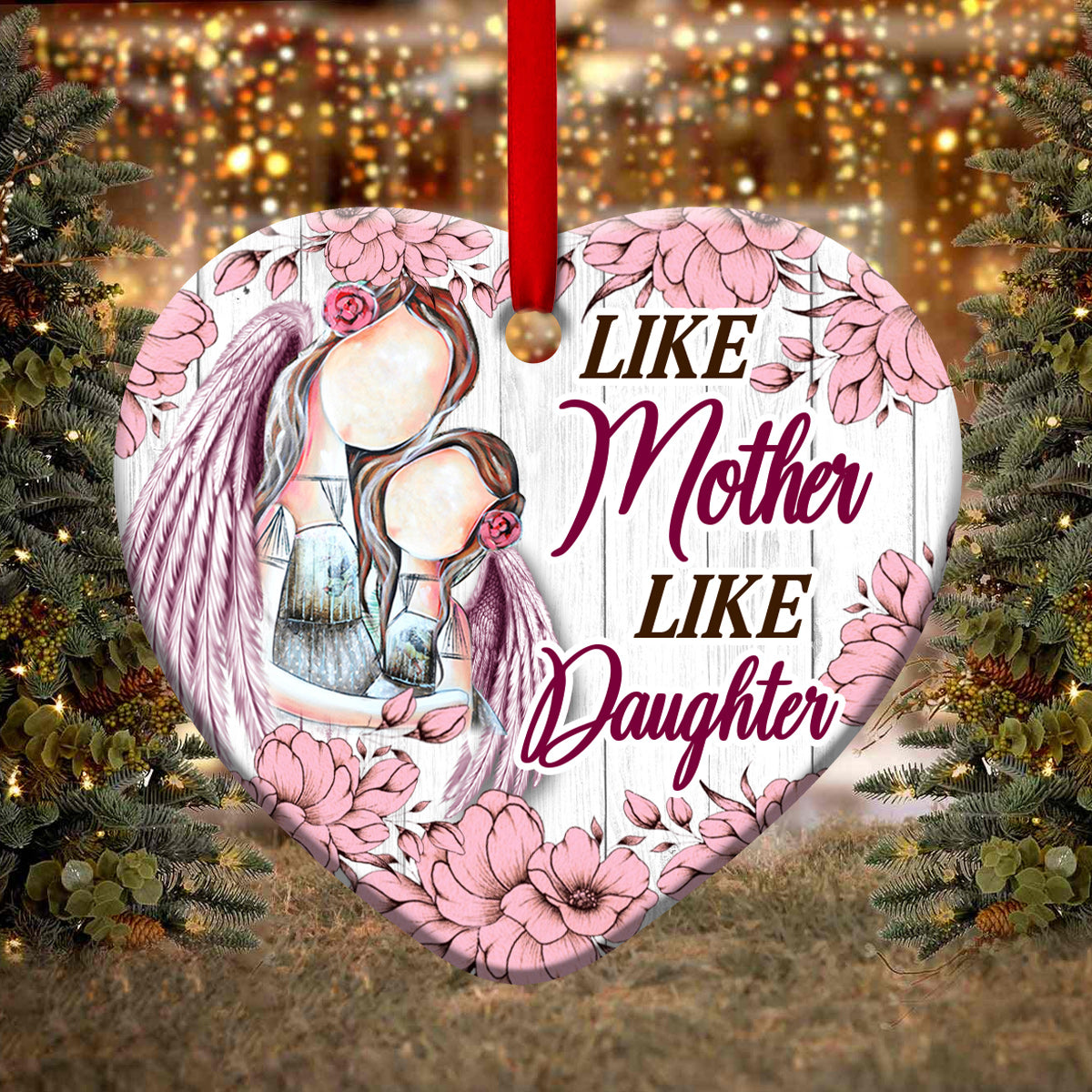 Family Like Mother Like Daughter - Heart Ornament - Owls Matrix LTD