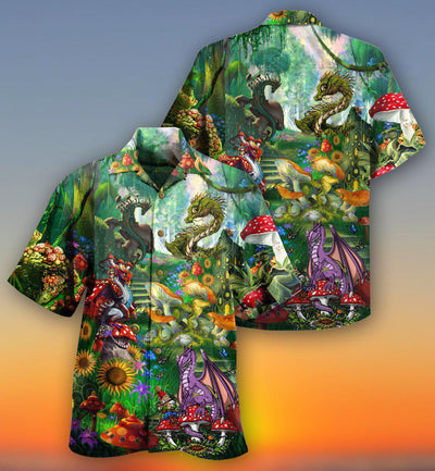Hippie Magic World Mushrooms Dragon - Hawaiian Shirt - Owls Matrix LTD