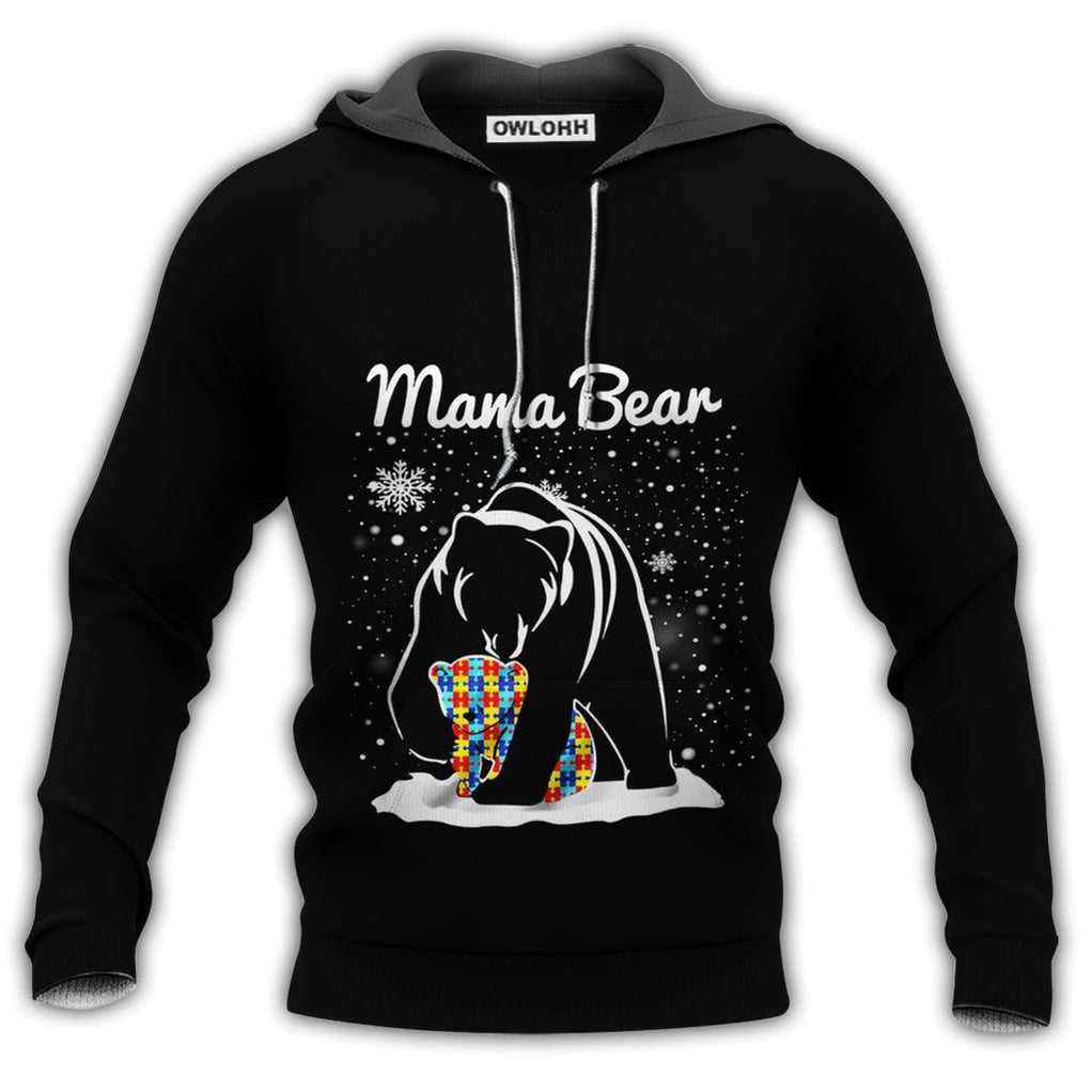 Unisex Hoodie / S Autism Mama Bear Autism Black Style - Hoodie - Owls Matrix LTD