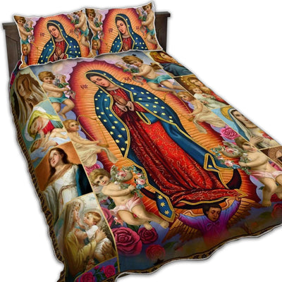 TWIN ( 50 x 60 INCH ) Maria Our Lady of Guadalupe - Quilt Set - Owls Matrix LTD