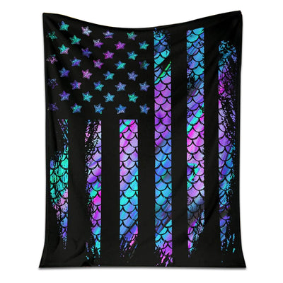 50" x 60" Mermaid American Flag Style - Flannel Blanket - Owls Matrix LTD