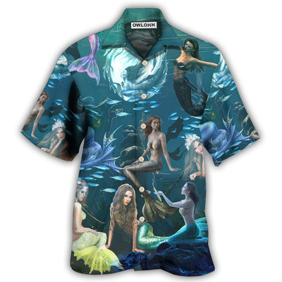 Hawaiian Shirt / Adults / S Mermaid In The Dark Deep Sea - Hawaiian Shirt - Owls Matrix LTD