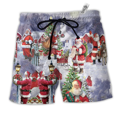 Beach Short / Adults / S Merry Xmas Santa Claus Is Coming - Beach Short - Owls Matrix LTD