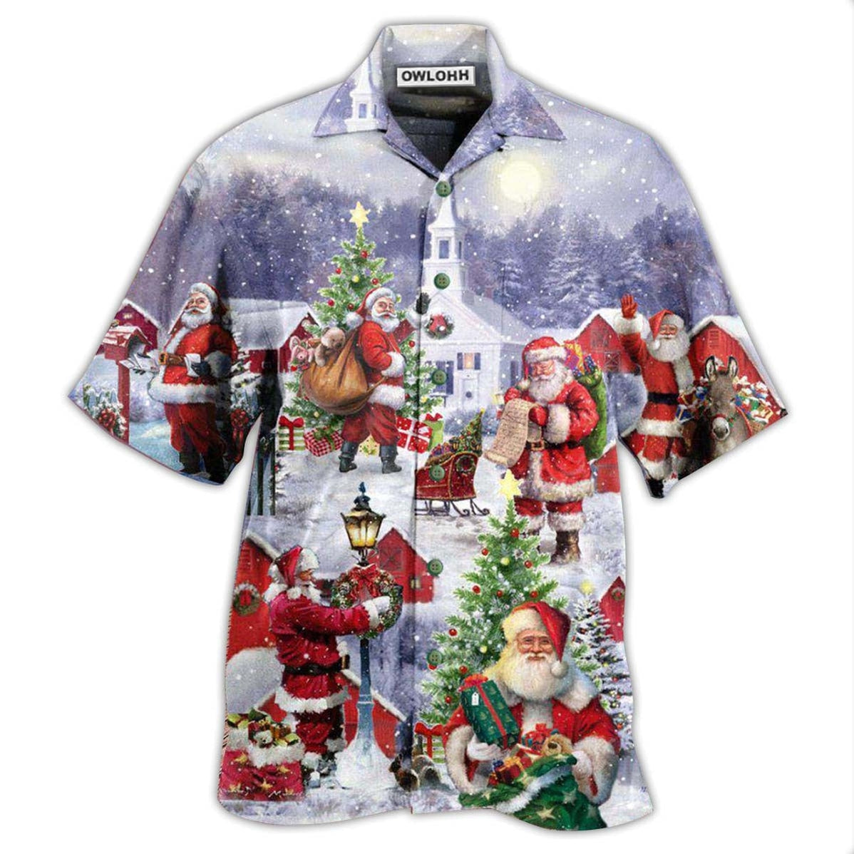 Hawaiian Shirt / Adults / S Christmas Merry Xmas Santa Claus Is Coming - Hawaiian Shirt - Owls Matrix LTD