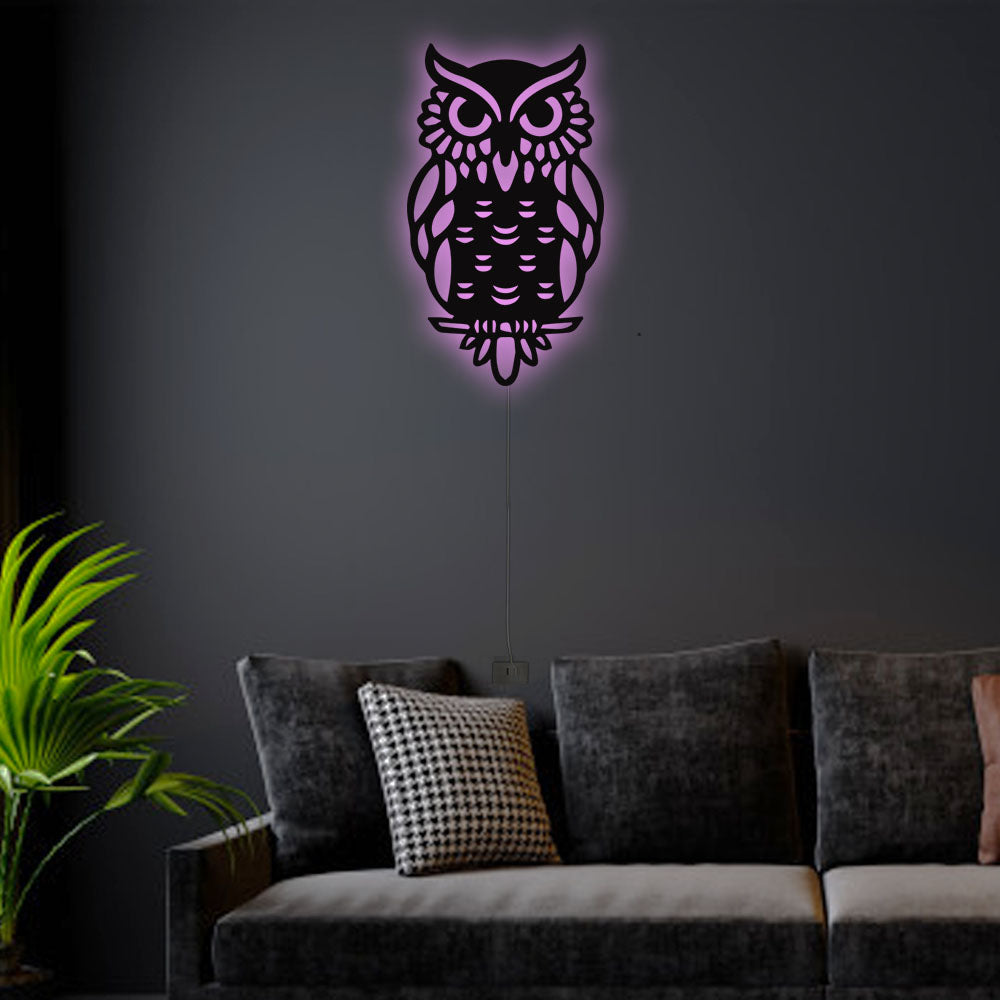 12"x12" Owl Love You Too - Led Light Metal - Owls Matrix LTD