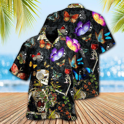 Skull Love Butterfly Overnight - Hawaiian Shirt - Owls Matrix LTD