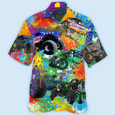 Monster Truck Colorful Painting - Hawaiian Shirt - Owls Matrix LTD
