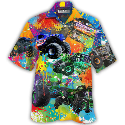 Hawaiian Shirt / Adults / S Monster Truck Colorful Painting - Hawaiian Shirt - Owls Matrix LTD