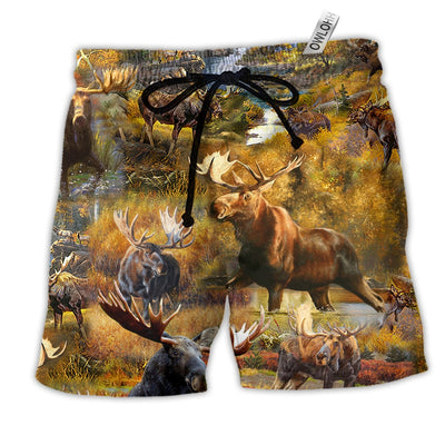 Beach Short / Adults / S Moose Advice From A Moose Spend Time In The Woods - Beach Short - Owls Matrix LTD