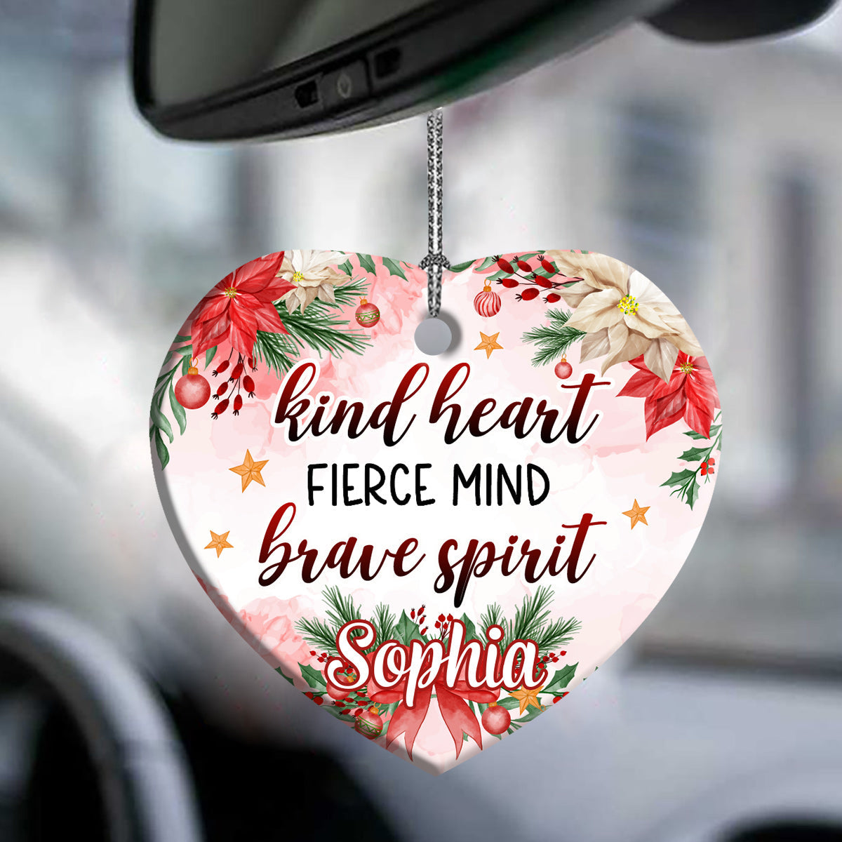 Family Love Mother Christmas Gift Kind Heart Fierce Mind Brave Spirit Personalized - Heart Ornament - Owls Matrix LTD