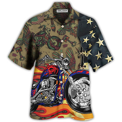 Hawaiian Shirt / Adults / S Motorcycle US Flag - Hawaiian Shirt - Owls Matrix LTD