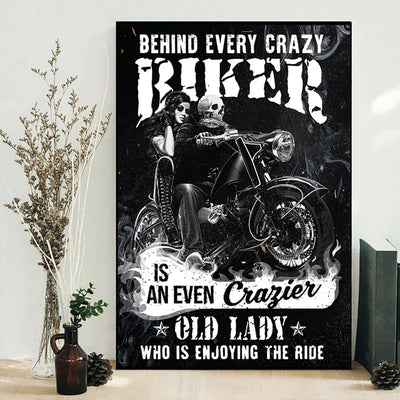Motorcycle Skull Crazy Biker - Vertical Poster - Owls Matrix LTD