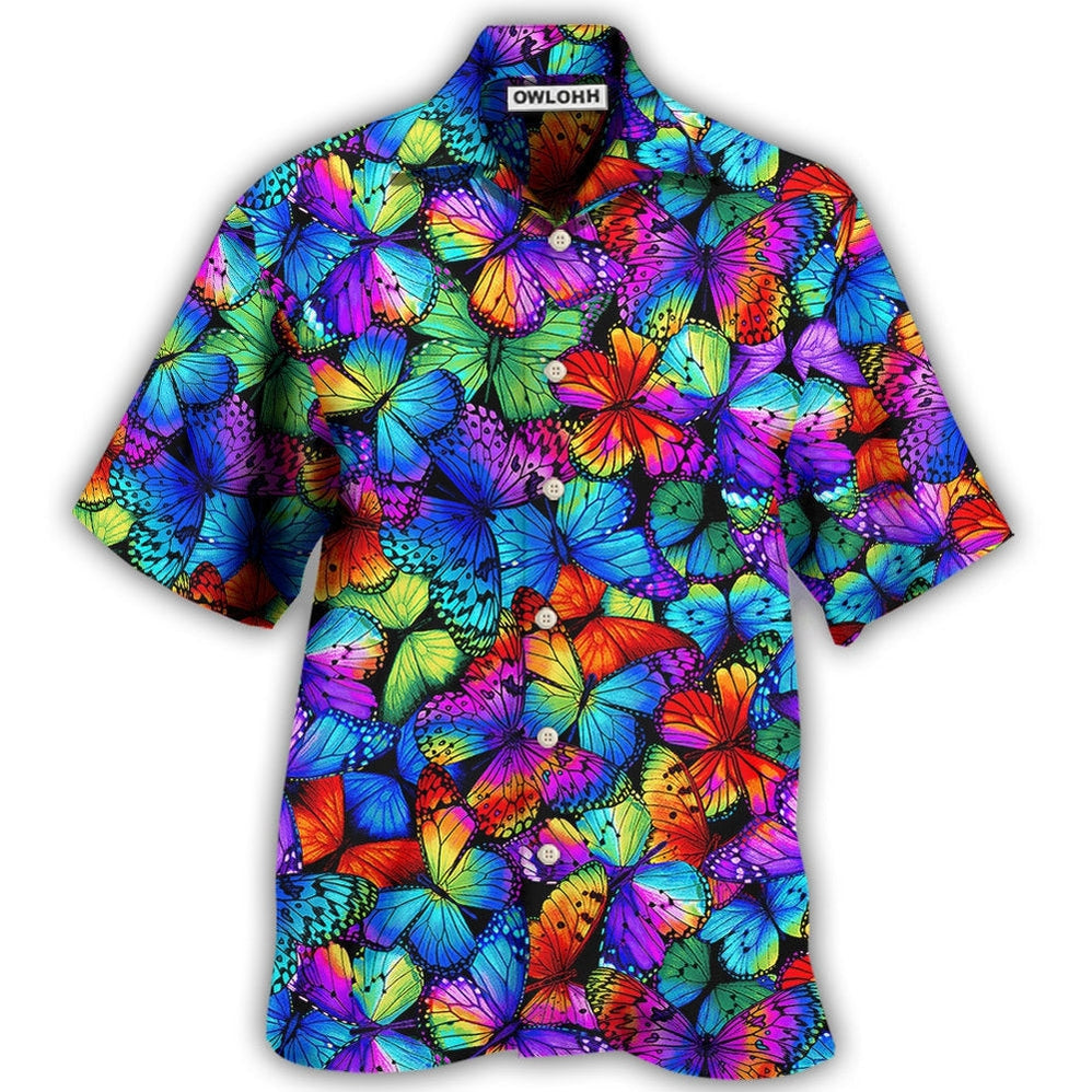 Hawaiian Shirt / Adults / S Butterfly Multi Bright Butterflies - Hawaiian Shirt - Owls Matrix LTD