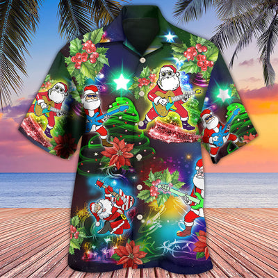 Guitar Music Santa So High Christmas - Hawaiian Shirt - Owls Matrix LTD