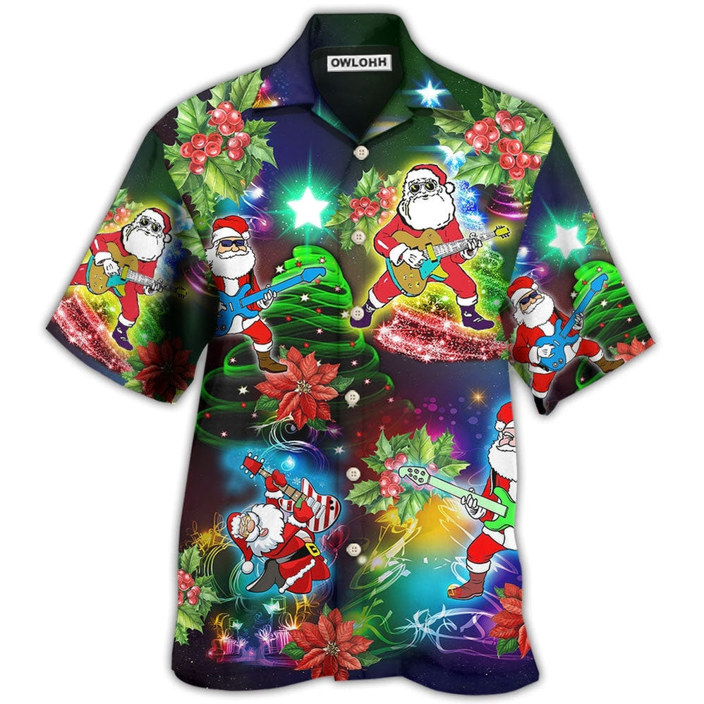 Hawaiian Shirt / Adults / S Guitar Music Santa So High Christmas - Hawaiian Shirt - Owls Matrix LTD