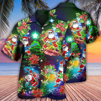 Guitar Music Santa So High Christmas - Hawaiian Shirt - Owls Matrix LTD