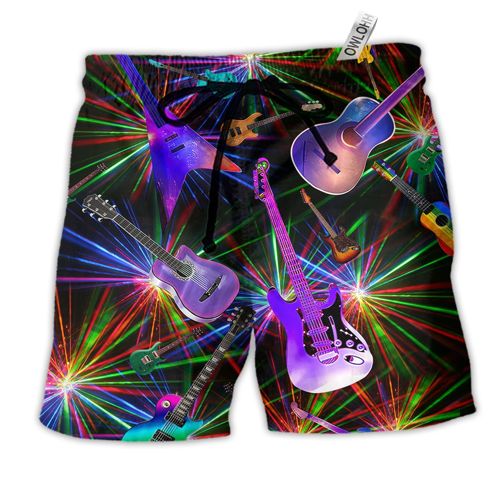 Beach Short / Adults / S Music Guitar Love Neon Color - Beach Short - Owls Matrix LTD