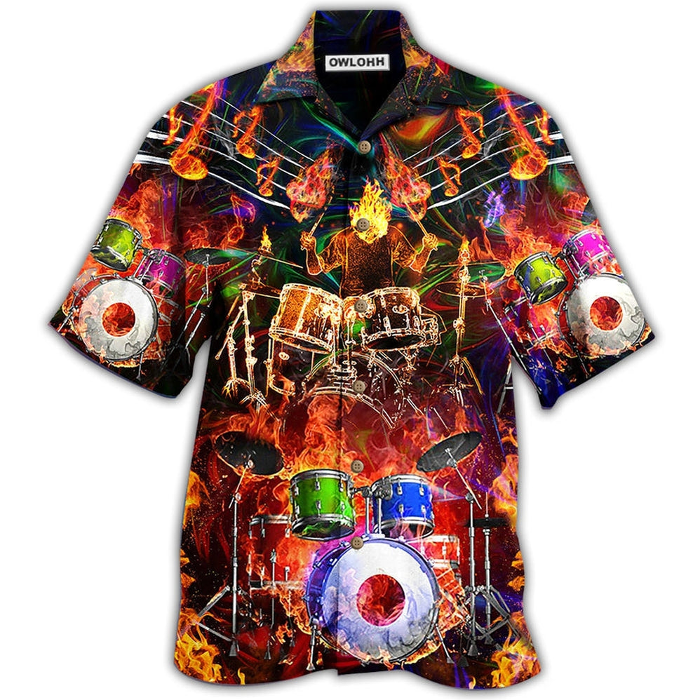 Hawaiian Shirt / Adults / S Drum Music Is My Life My Soul - Hawaiian Shirt - Owls Matrix LTD