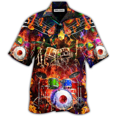 Hawaiian Shirt / Adults / S Drum Music Is My Life My Soul - Hawaiian Shirt - Owls Matrix LTD