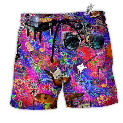 Beach Short / Adults / S Music Is My Therapy Forever Color - Beach Short - Owls Matrix LTD