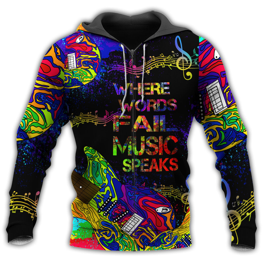 Zip Hoodie / S Music Speaks Style Colorful - Hoodie - Owls Matrix LTD