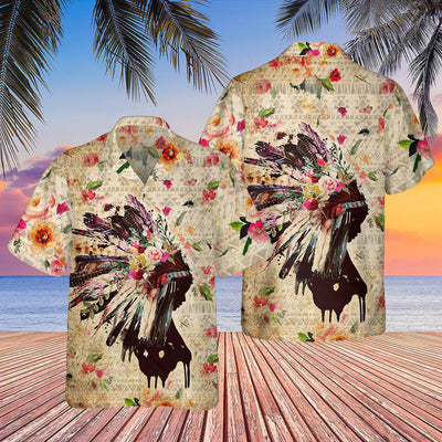 Native Girl Flowers Floral - Hawaiian Shirt - Owls Matrix LTD