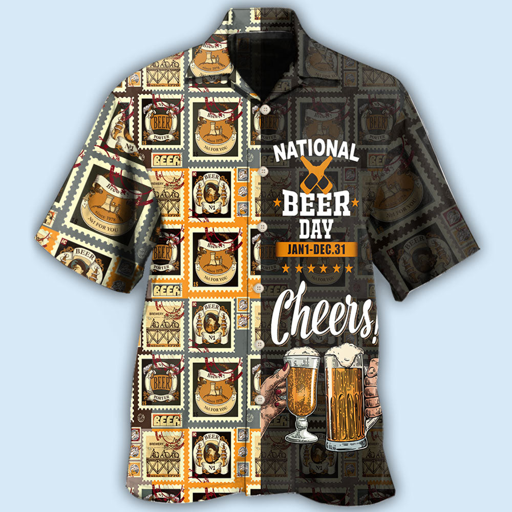Beer National Beer Day Cheers - Hawaiian Shirt - Owls Matrix LTD