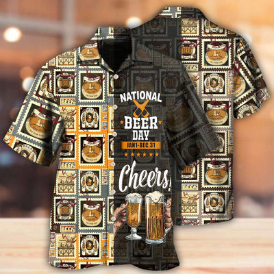 Beer National Beer Day Cheers - Hawaiian Shirt - Owls Matrix LTD