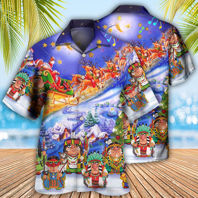 Native Funny Christmas Night - Hawaiian Shirt - Owls Matrix LTD