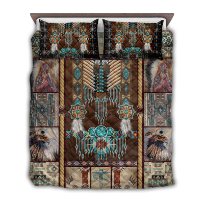 TWIN ( 50 x 60 INCH ) Native American Proud Of Culture - Quilt Set - Owls Matrix LTD