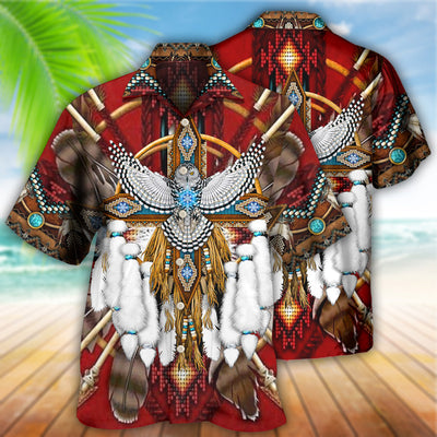Native Dreamcatcher Sunset Red - Hawaiian Shirt - Owls Matrix LTD