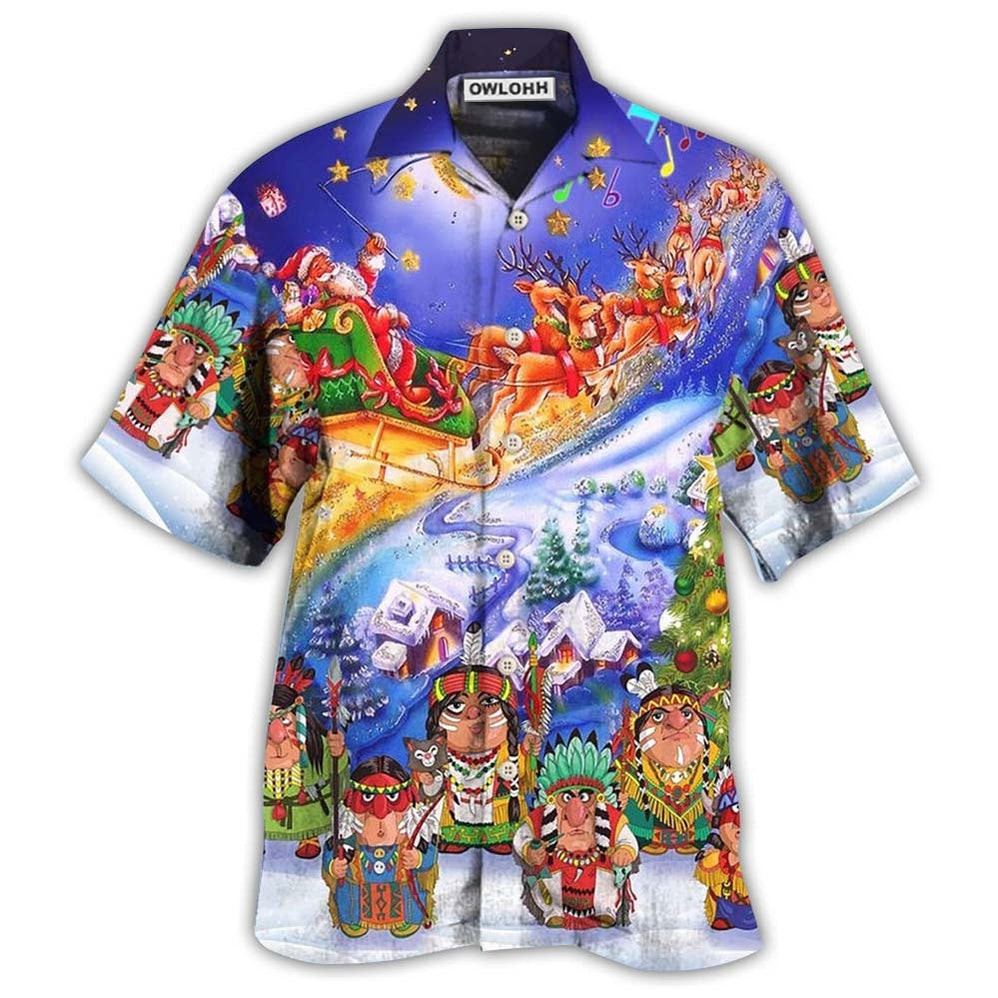Hawaiian Shirt / Adults / S Native Funny Christmas Night - Hawaiian Shirt - Owls Matrix LTD