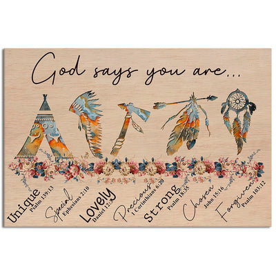 12x18 Inch Native Love Peace God Say You Are - Horizontal Poster - Owls Matrix LTD