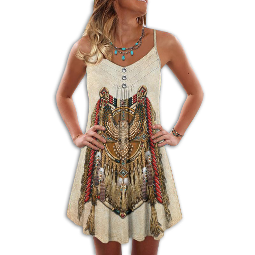 Native Owls Summer Vibes Pattern - Summer Dress - Owls Matrix LTD