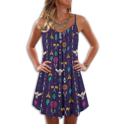 Native Pattern Summer Vibes Purple - Summer Dress - Owls Matrix LTD
