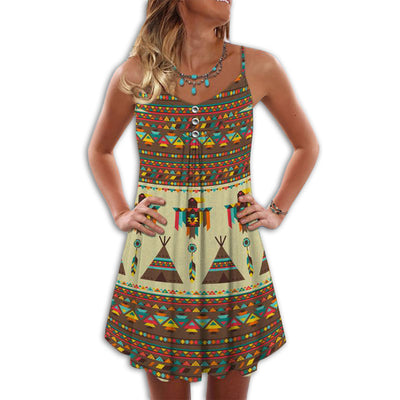 Native Pattern Summer Cool Vibes Style - Summer Dress - Owls Matrix LTD
